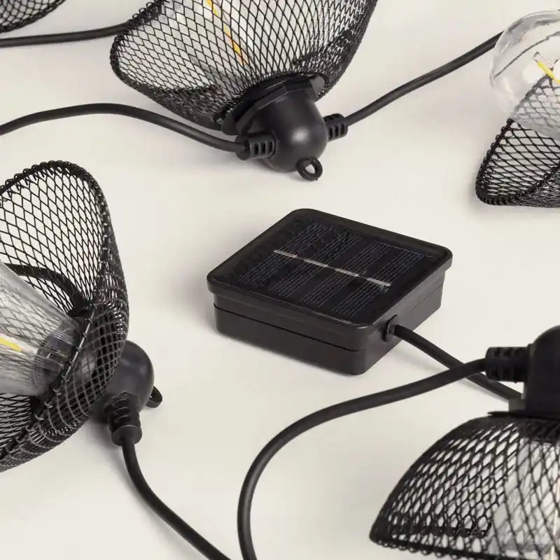 Guirlande solaire 6.5m led 10 ampoules ip44 jardin 2700k