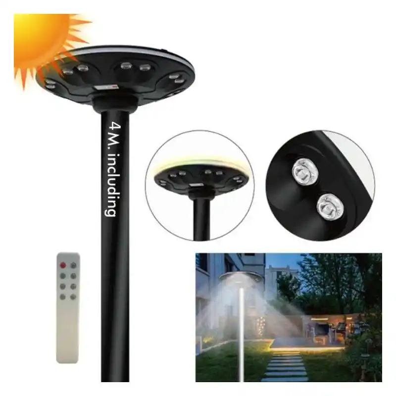 Mat 4m avec tête lampadaire solaire 15W 4000K IP54