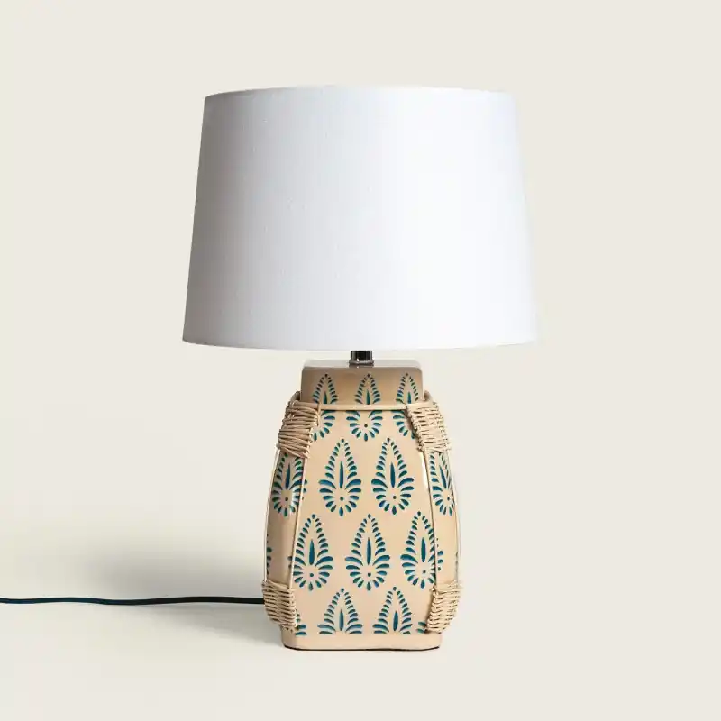 Lampe à poser céramique et abat-jour blanc culot e27