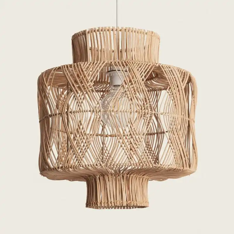 Suspension luminaire suspendu rotin marron culot e27