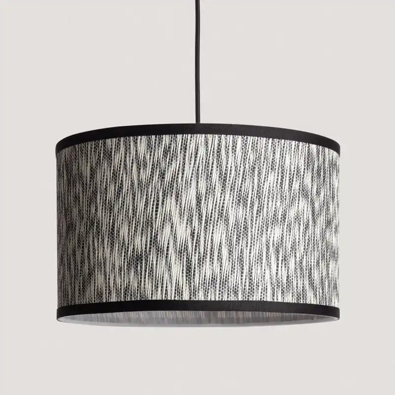 Suspension noir et blanc tissu décoration culot e27