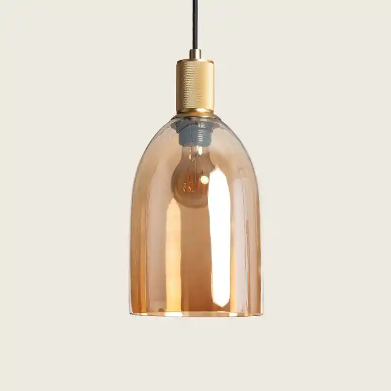 Suspension en verre ambrée culot e27