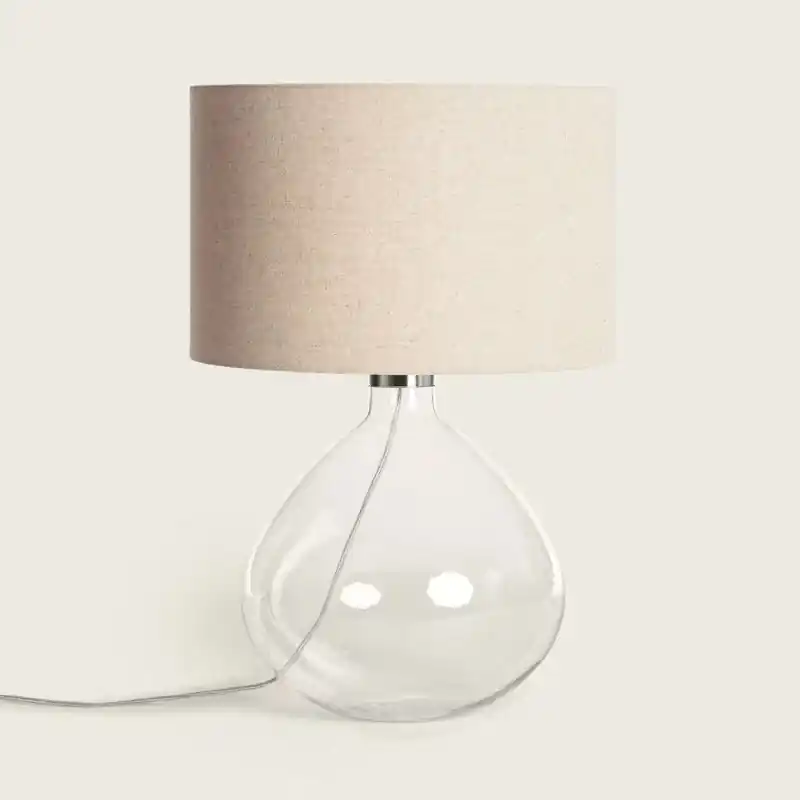 Lampe a poser verre et abat jour tissu
