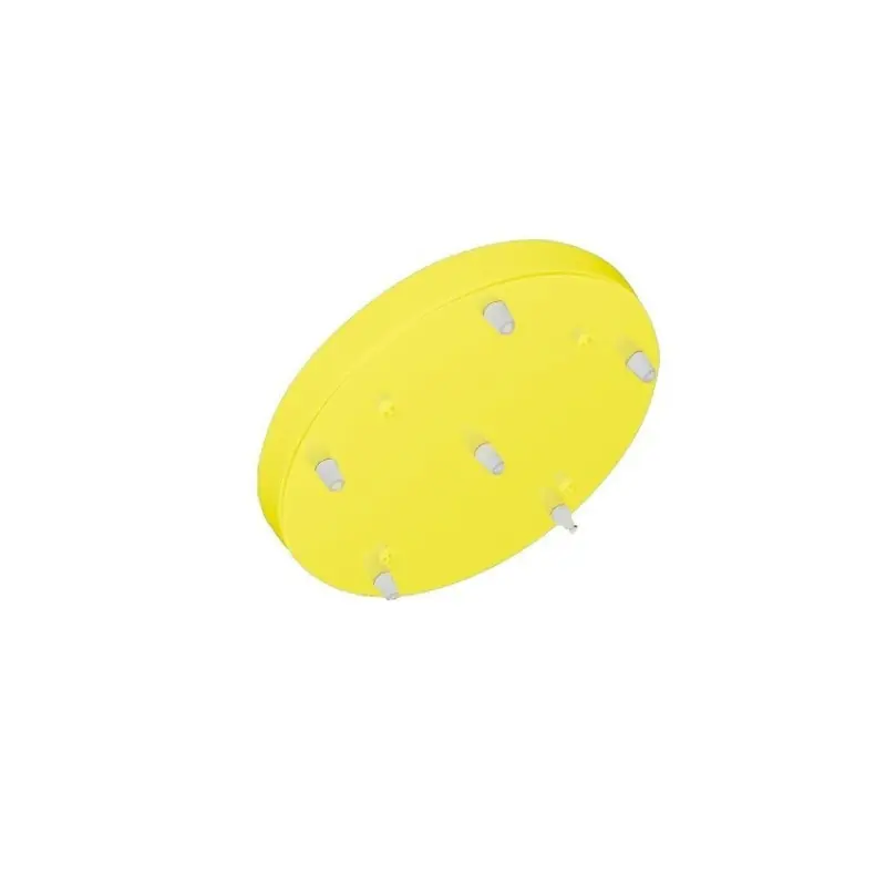 Support plafonnier patère 6 passe-fils, rond, aluminium 29cm suspension jaune