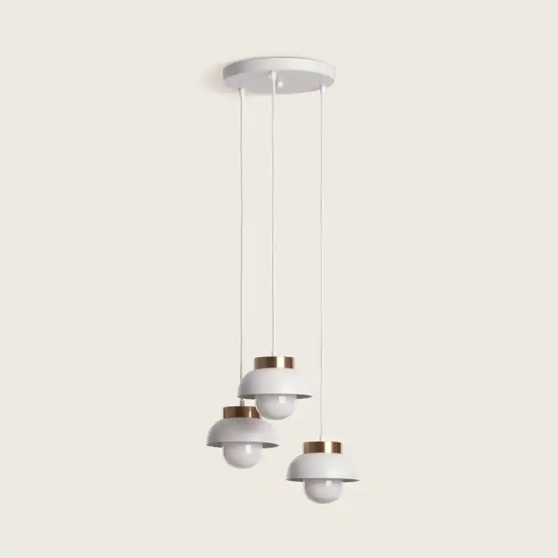 Suspension luminaire suspendu métal blanc et doré culot e27