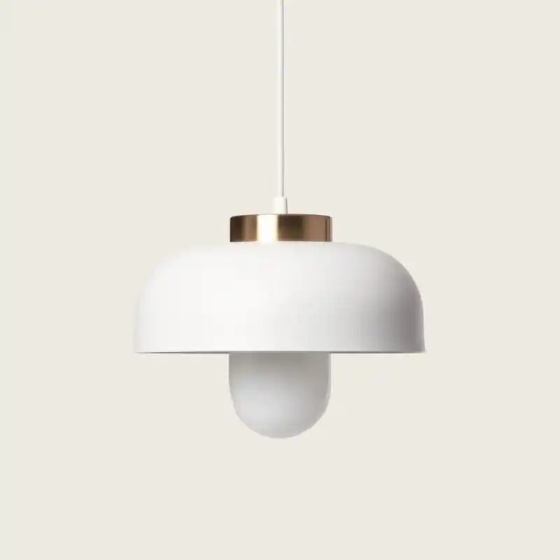 Suspension luminaire suspendu métal blanc et doré culot e27