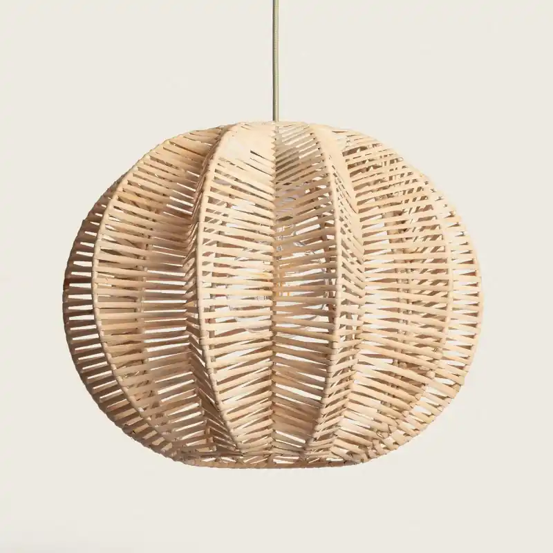 Suspension luminaire rotin 40cm suspendu culot e27