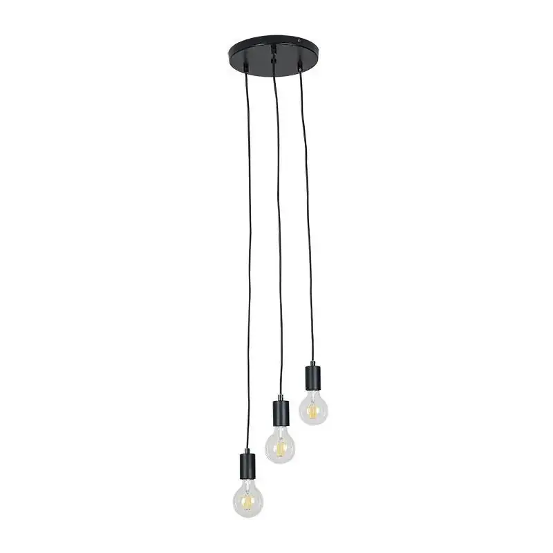 Suspension métal noir 3 lampes culot e27