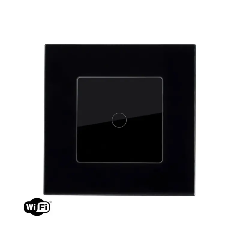 Interrupteur tactile simple allumage wifi verre noir ou blanc a composer
