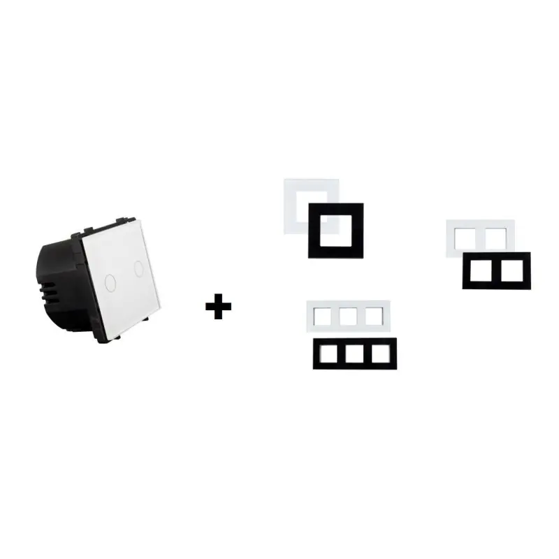 Interrupteur double tactile allumage wifi verre noir ou blanc a composer