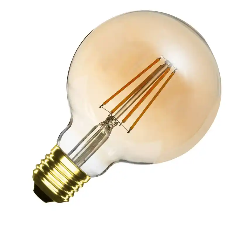 Ampoule led filament variable e27 verre doré-globe 95mm-720 lumens