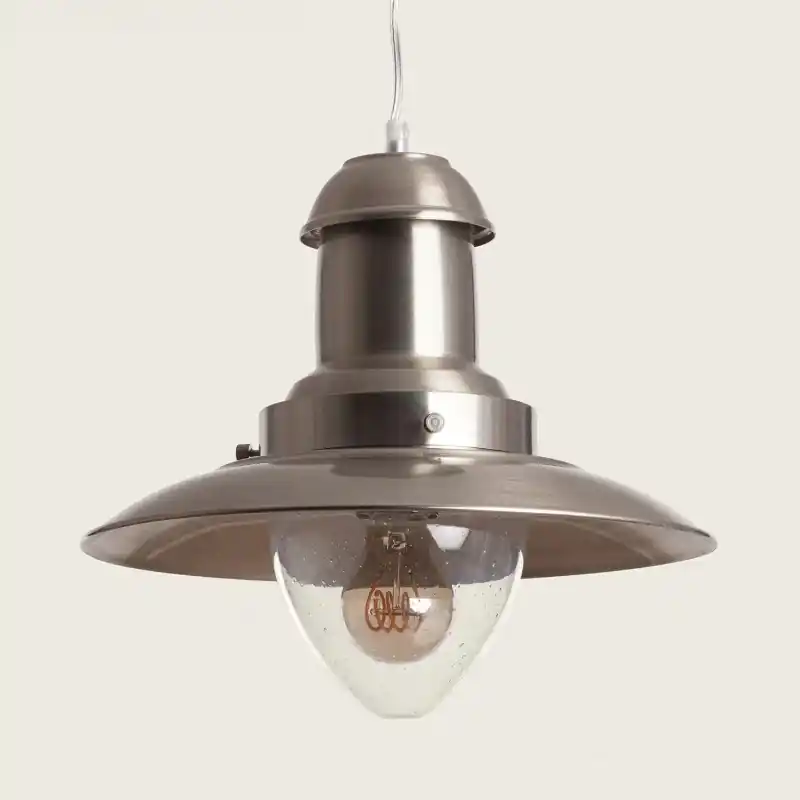 Suspension exterieure métal nickel et verre culot e27