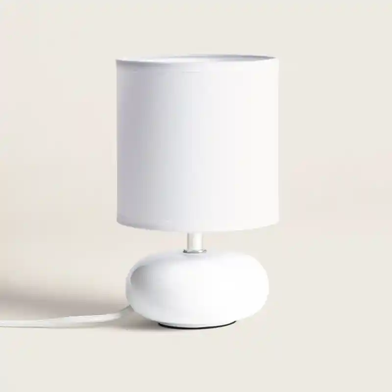 Lampe de table céramique blanche culot e14-4 couleurs