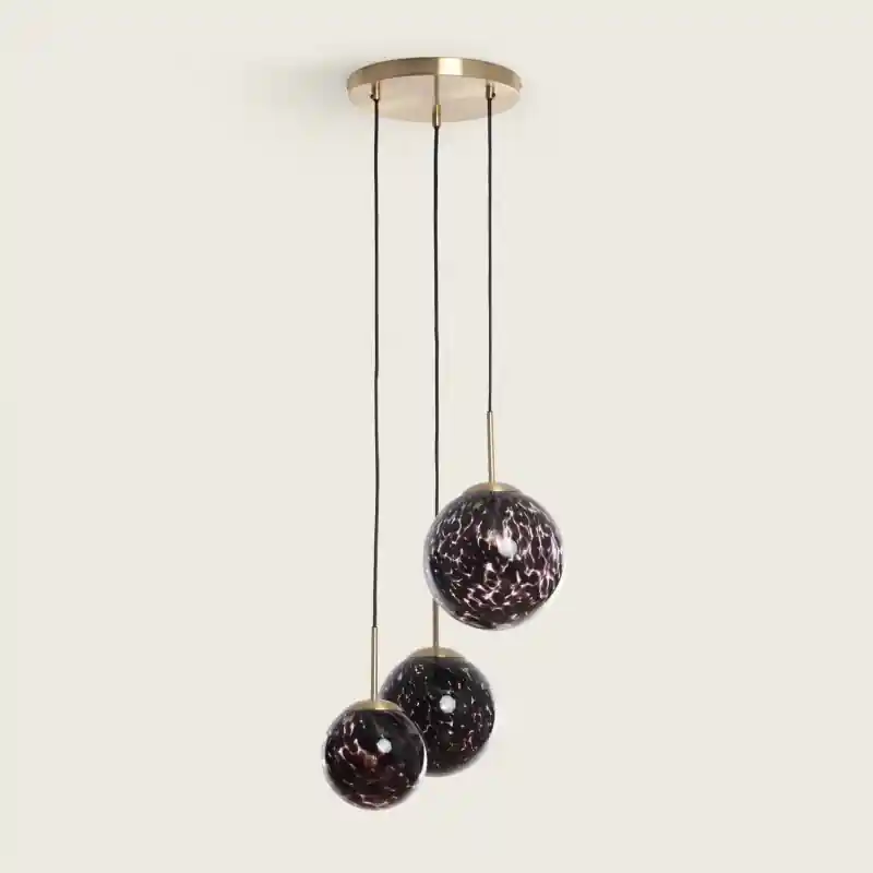 Suspension luminaire suspendu doré et verre 3xculot e14