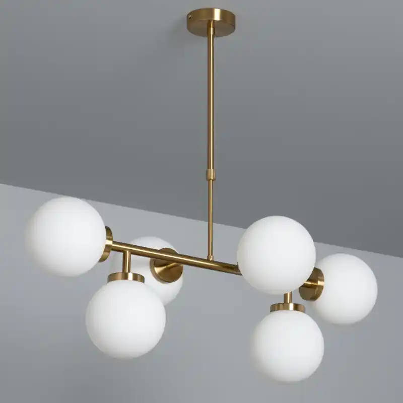 Suspension luminaire suspendu métal doré 6 boules