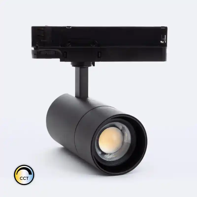 Projecteur led 20w noir-angle ajustable 24° a 60°-2000lm-cct-rail 3 allumages boutiques commerces