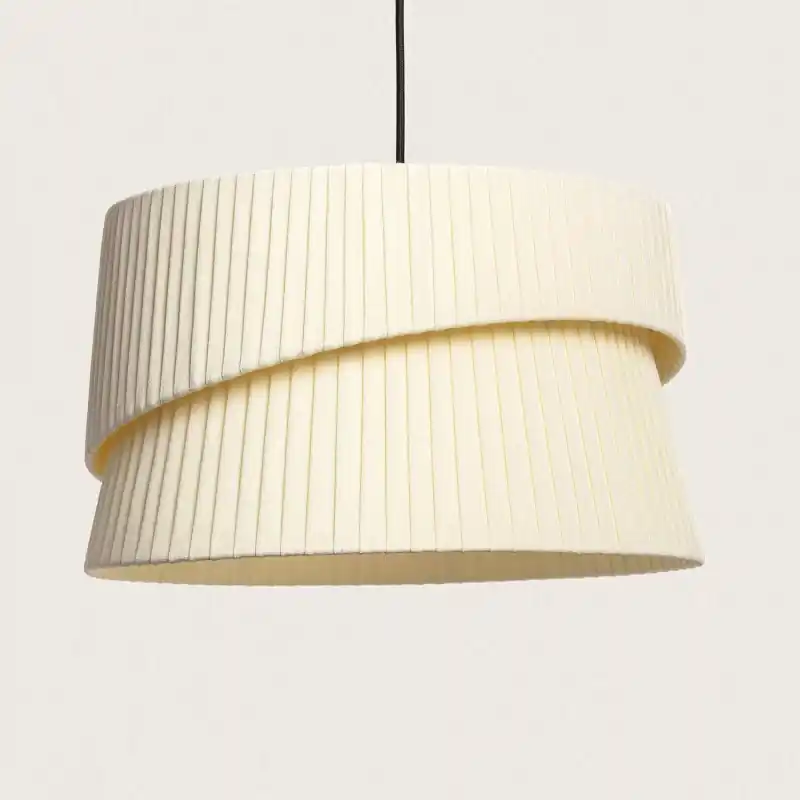 Suspension métal noir décoration tissu lin culot e27
