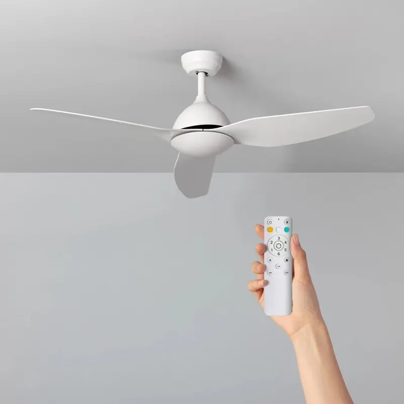 Ventilateur de plafond 3 pales blanche-3 vitesses-diametre 127cm-15w led cct ip44
