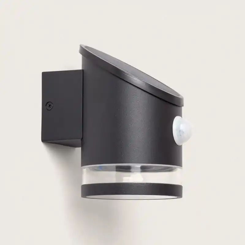 Applique solaire noire détecteur de mouvement 1w led 100 lumens 3000k