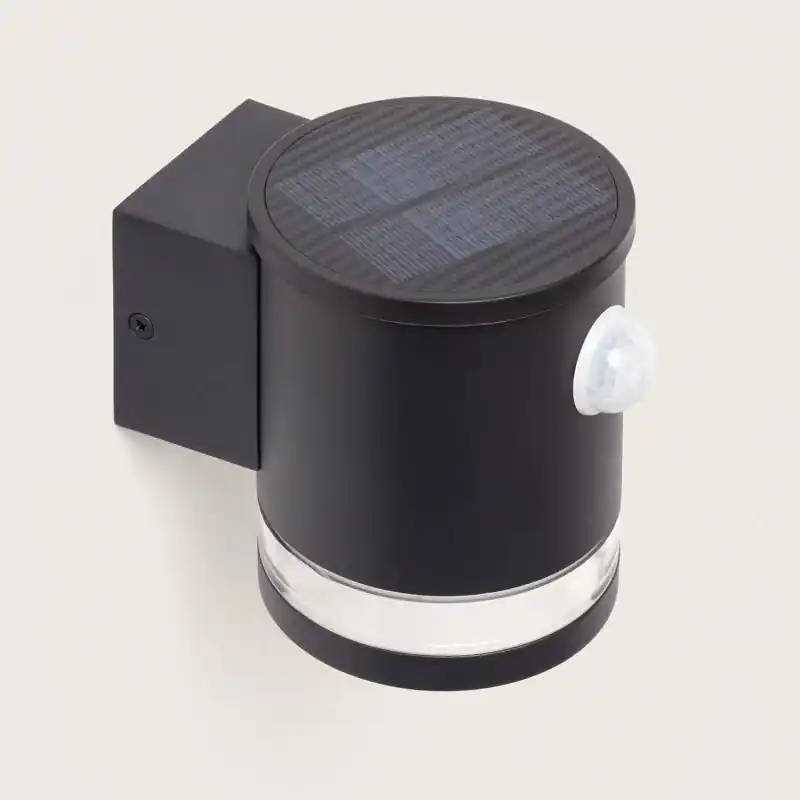 Applique solaire noire détecteur de mouvement 1w led 100 lumens 3000k