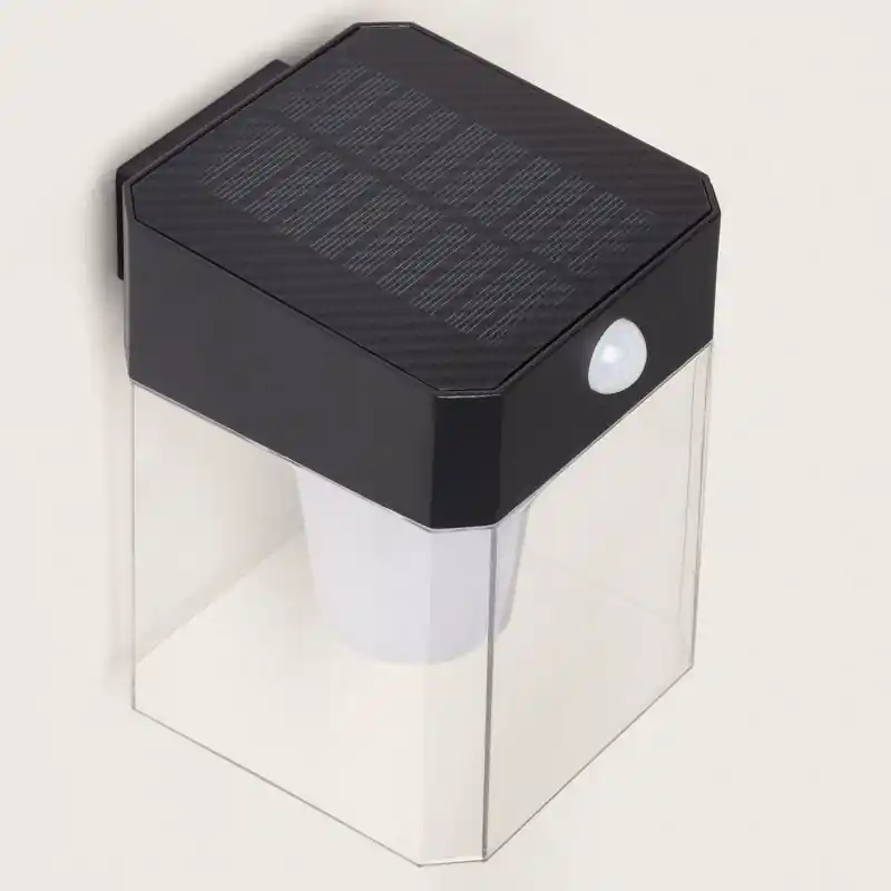 Applique solaire noire détecteur de mouvement 1.5w led 120 lumens 3000k