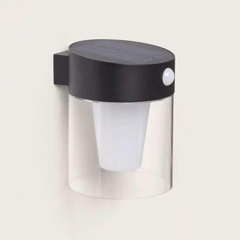 Applique solaire noire détecteur de mouvement 1.5w led 120 lumens 3000k