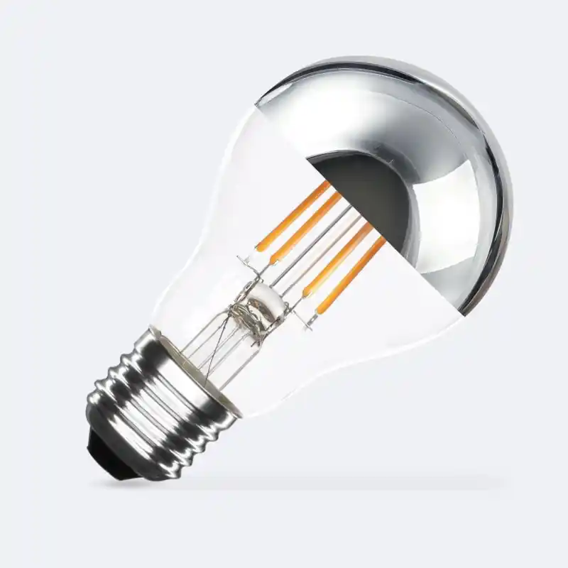 Ampoule led filament e27 verre reflecteur chrome 600lm 2200k