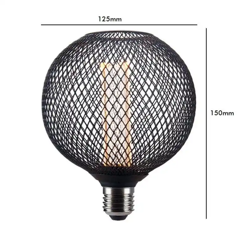 Ampoule filament led 4w variable-culot e27-1800k-globe grille 125mm