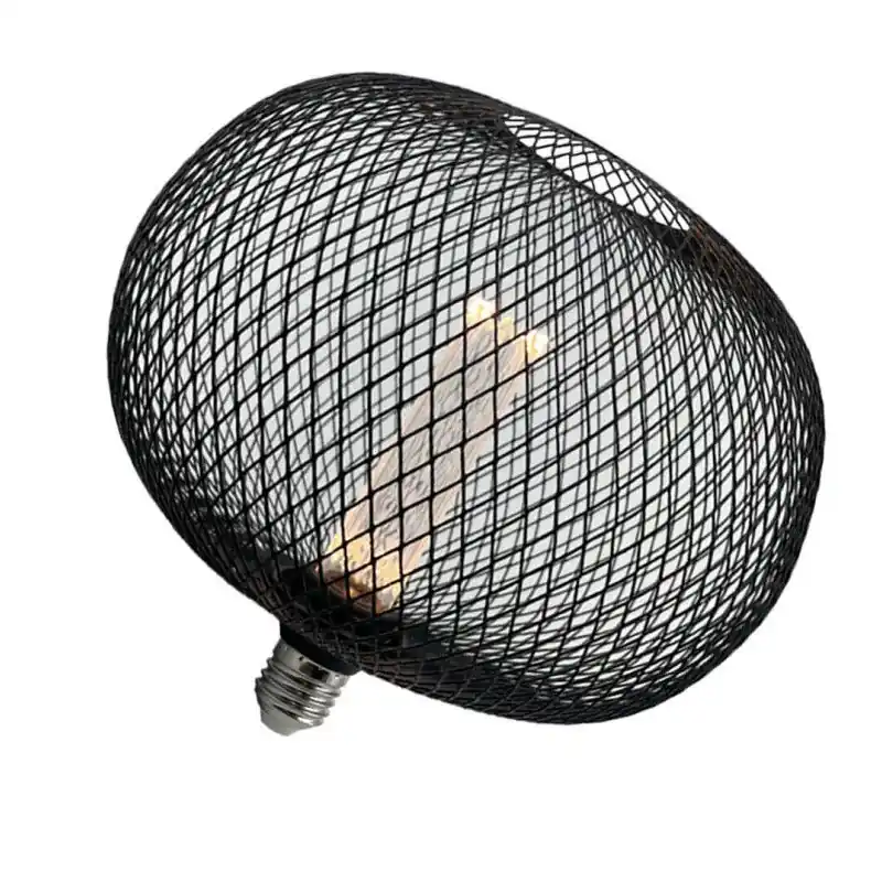 Ampoule filament led 4w-culot e27-grille noire boule 220mm