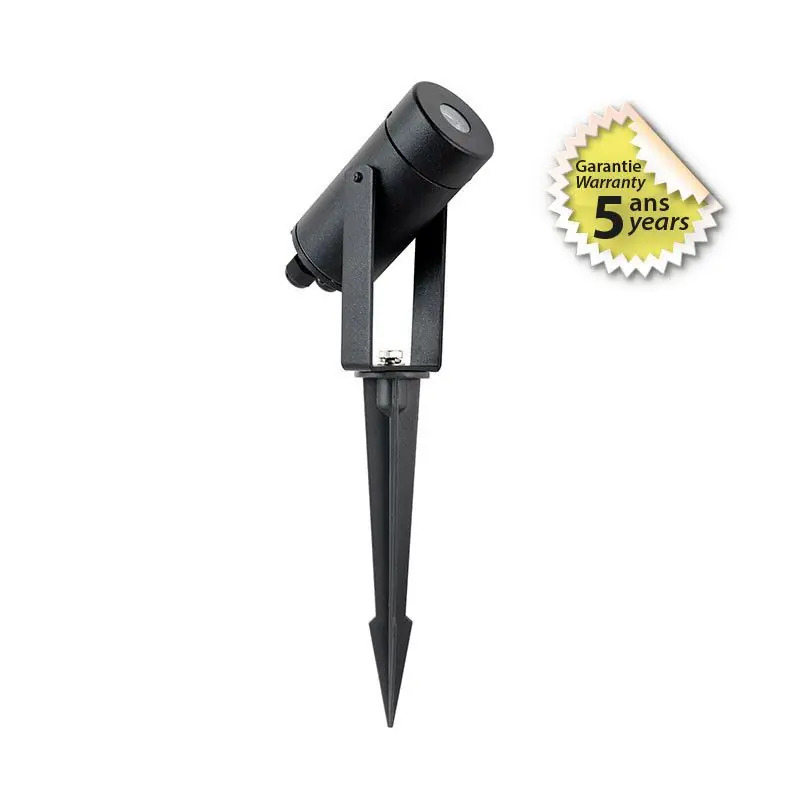 Projecteur Piquet LED Noir 1,6W 165LM 2900K - Garantie 7 ans