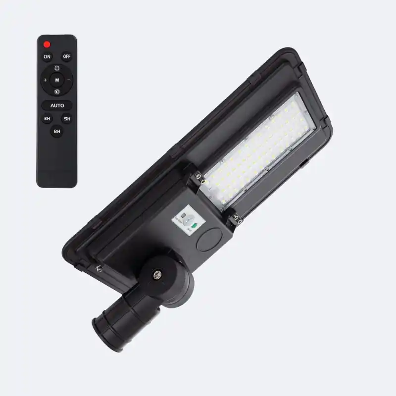 Candélabre solaire led 2500 lumens détecteur de mouvement + télécommande eclairage public parc jardin parking