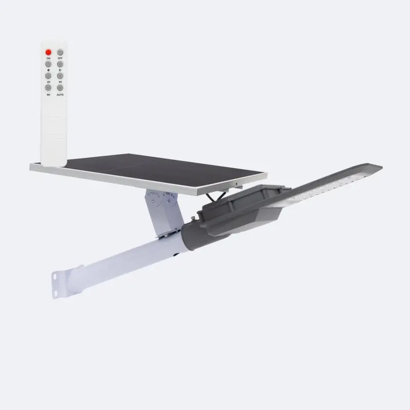 Candélabre solaire led 5500 lumens détecteur crépusculaire + télécommande eclairage public parc jardin parking