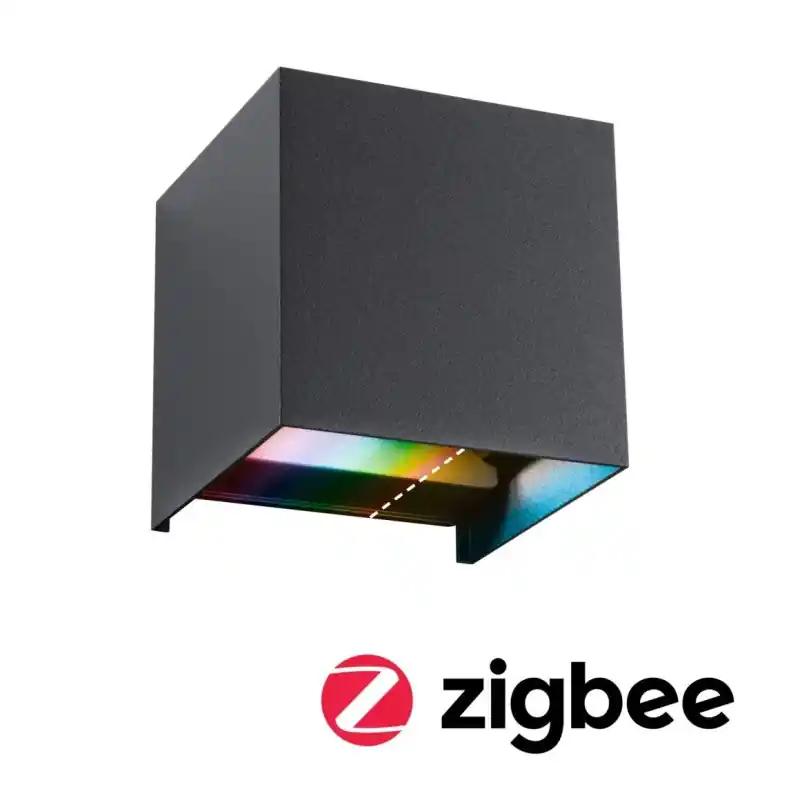 Applique salle de bain LED Zigbee 3.0 Cybo IP44 carré 100x100mm RGBW 300lm 230V Anthracite