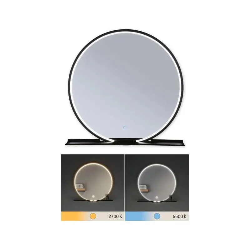 Miroir lumineux LED Miro IP44 Tunable White 160lm 230V 10,5W Miroir/Noir mat