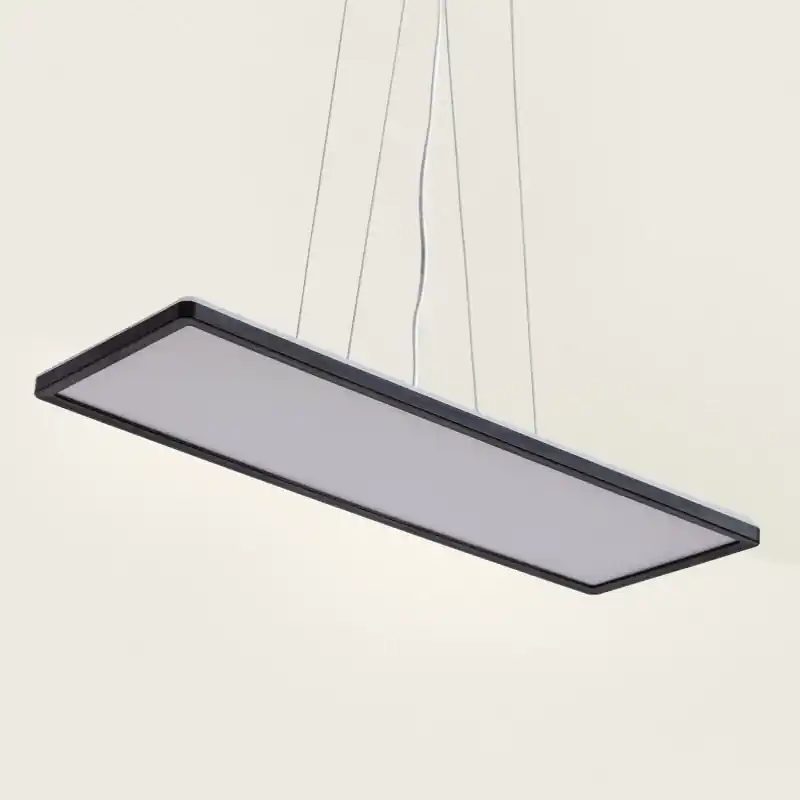 Plafonnier suspendu rectangulaire noir 24w led cct 58x20cm