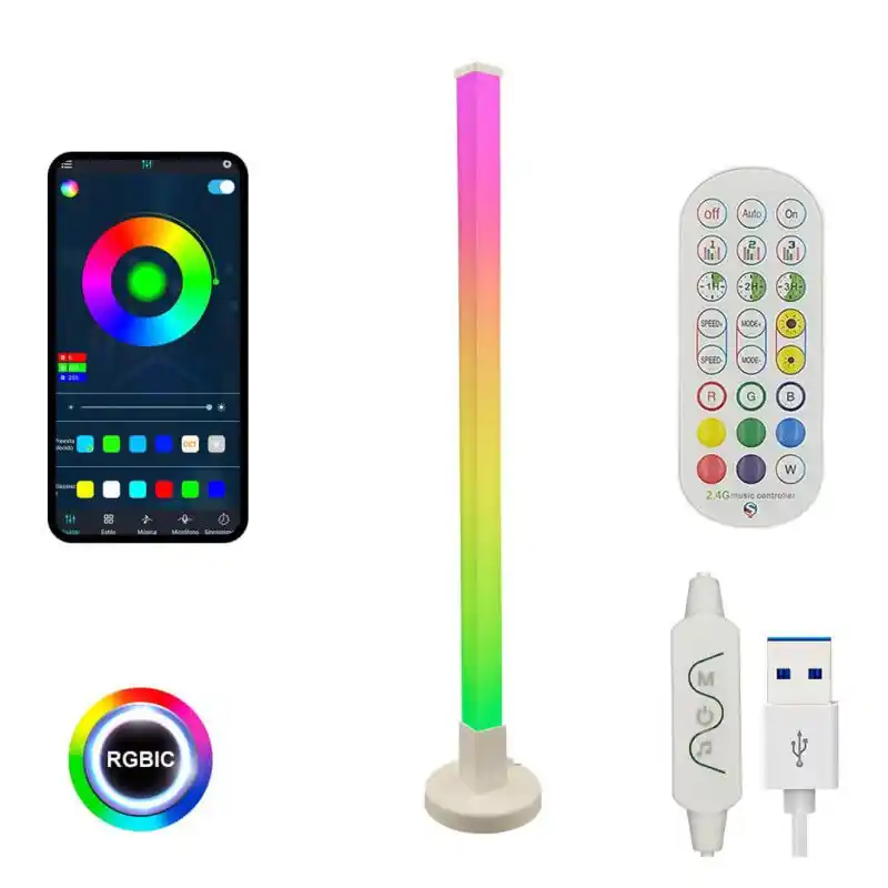 Lampadaire 150cm gaming rgb digital barres télecommande son