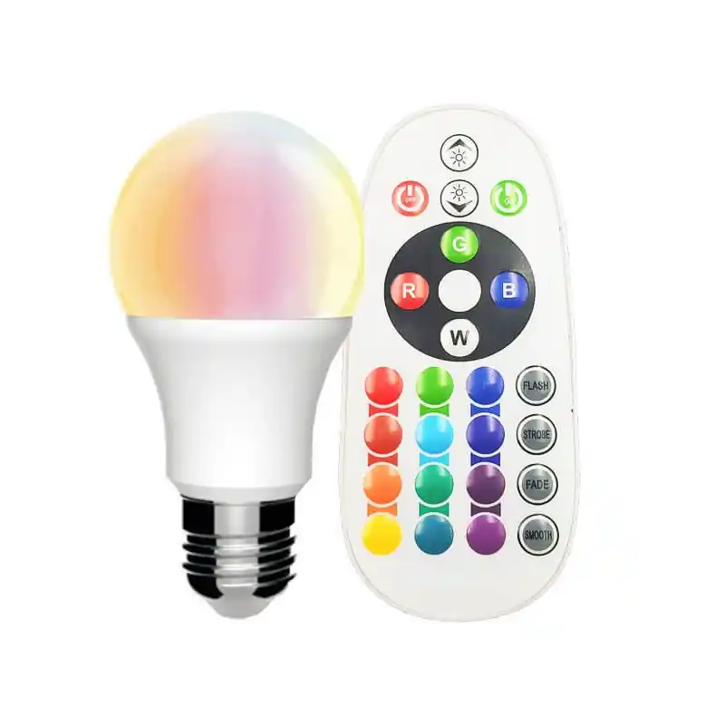 Ampoule led e27 rgbw-10w-700 lumens+télécommande
