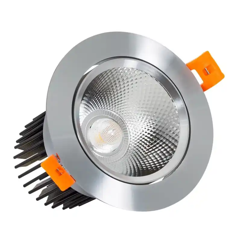 Encastrable led 15w rond orientable gris coupe 90mm-1400 lumens