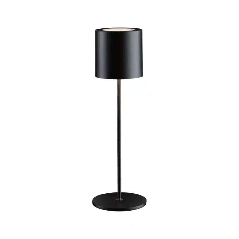 Lampe rechargeable Tuni IP44 gradable 2700K Noir mat