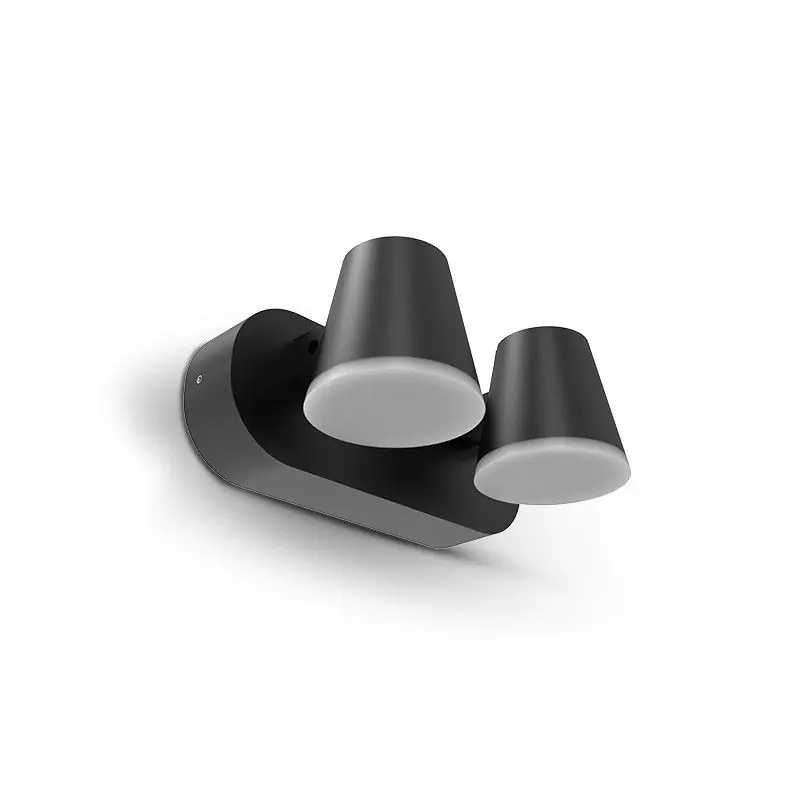 Applique Murale Double tetes Orientable LED Noir 20W 3000K