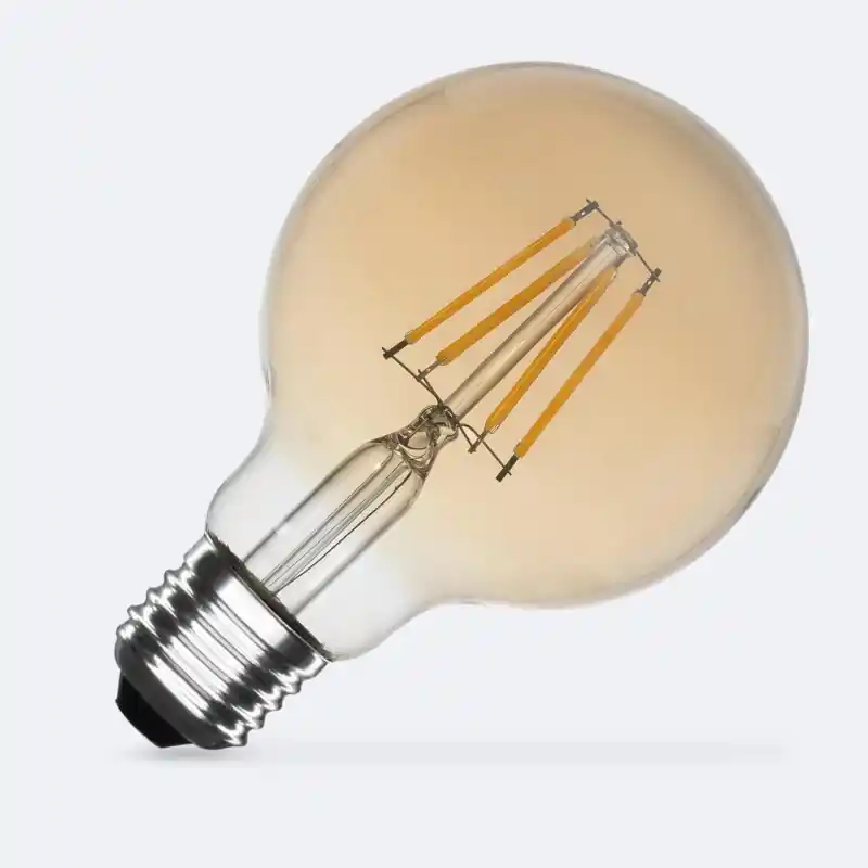 Ampoule led filament culot e27 verre doré-globe 80-600 lumens