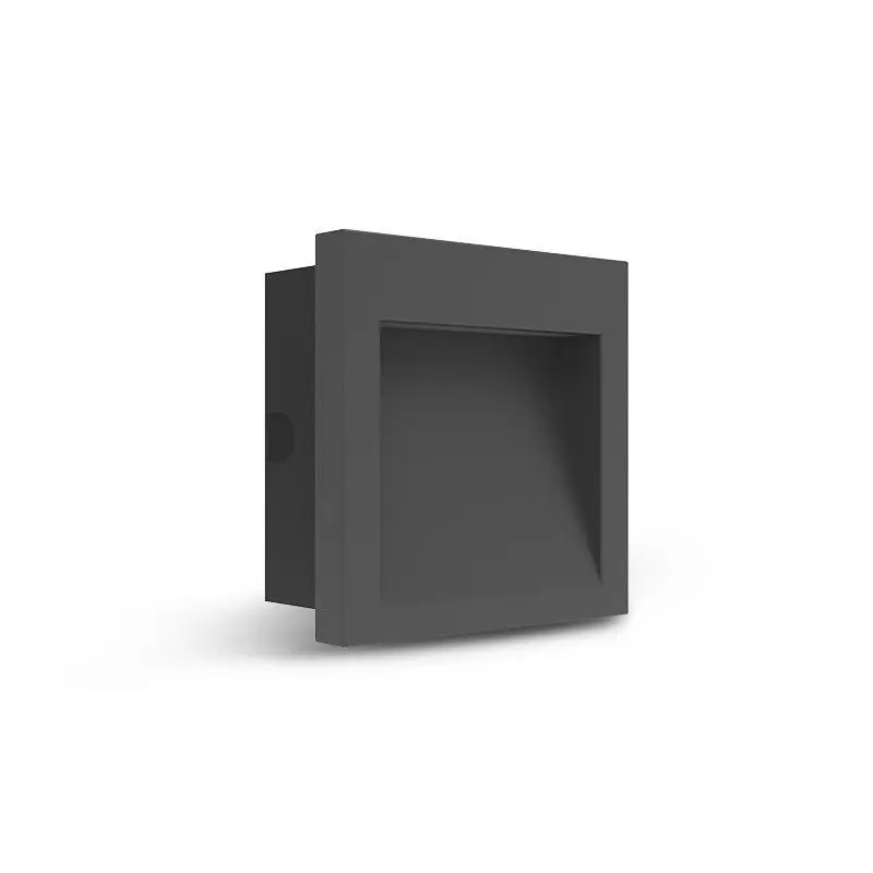 Spot encastrable LED balise 90x90mm 3W Carré noir 3000K IP65