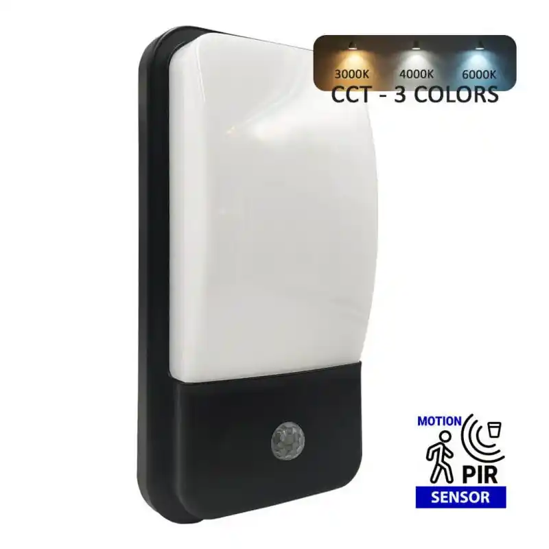 Applique led détecteur de mouvement ir 20w cct-ip65 noire