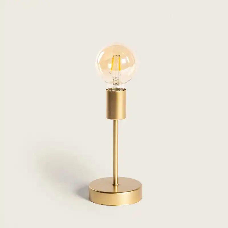 Lampe led portable a poser a piles métal doré