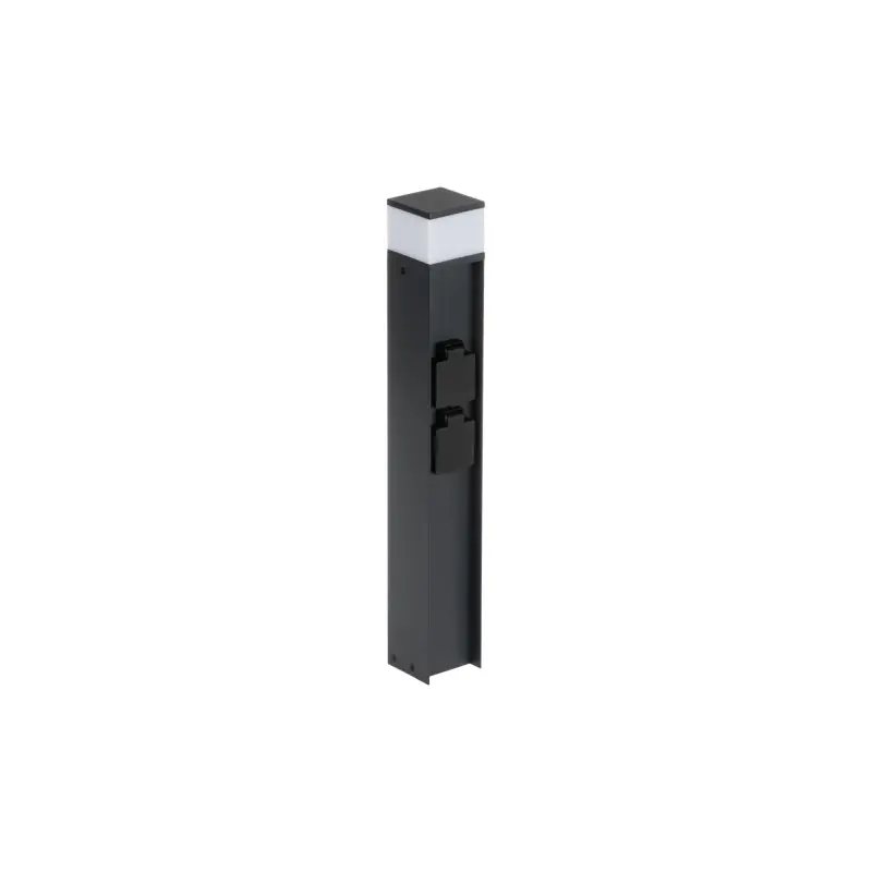 Poteau de jardin 50cm noir-2 prises courant 230V DASTEN 50 F SO B