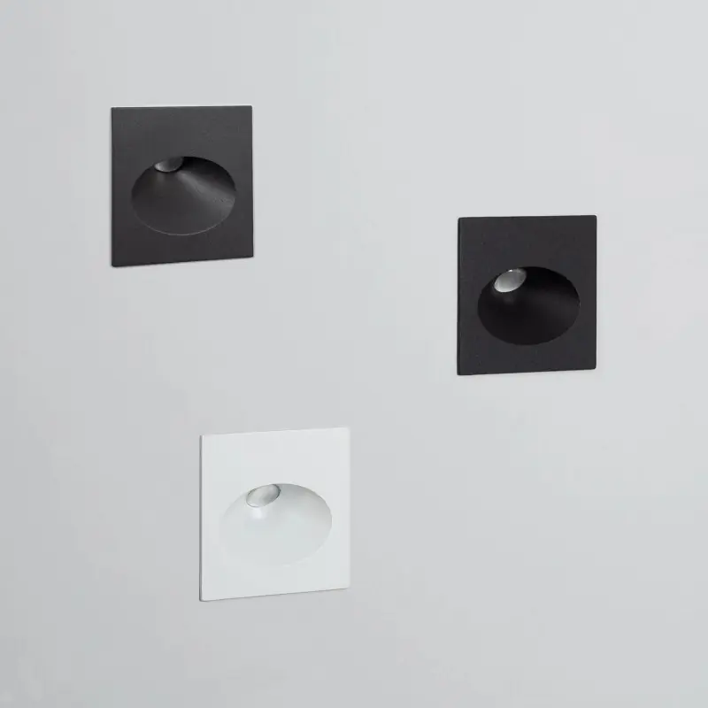 Spot balisage 3w LED carré escalier mur encastrable noir ou blanc