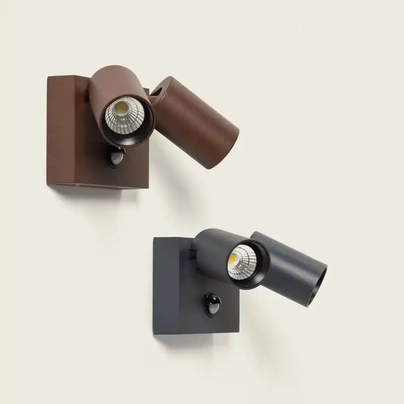 Applique exterieure détecteur led 18W cct double spots orientable tube ip65