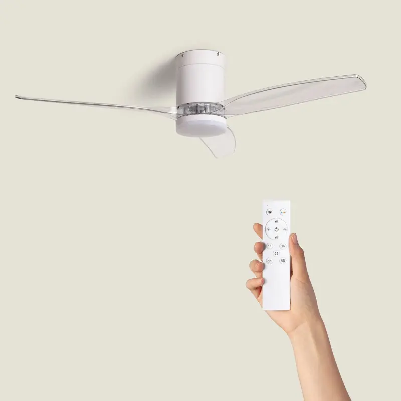 Ventilateur de plafond 3 pales blanche-6 vitesses-diametre 132cm-led cct