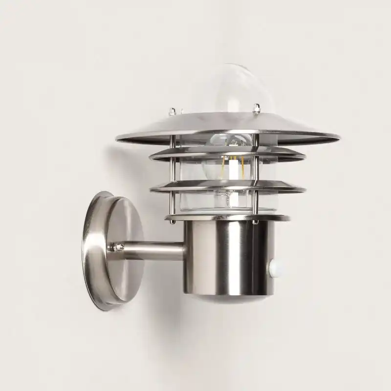 Applique détecteur de mouvement ip44 acier inoxydable e27