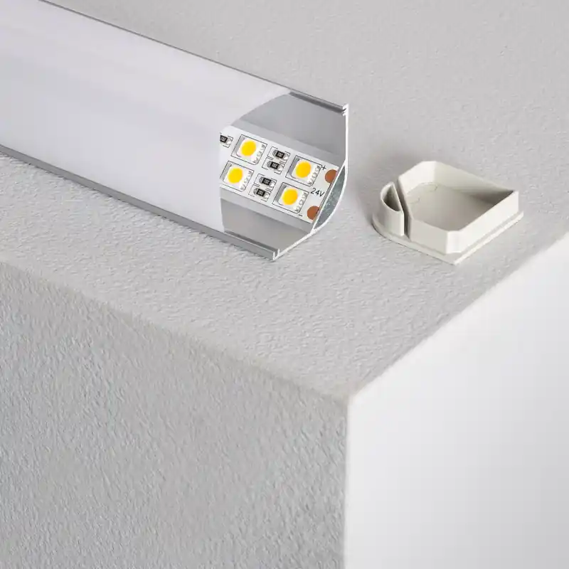 Profilé Aluminium ruban d‘angle avec diffuseur 90° pour Ruban LED